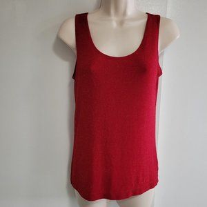 Chico's Travelers Size 0 (S) Claret Red Shimmering‎ Stretch Knit Scoop Neck Tank